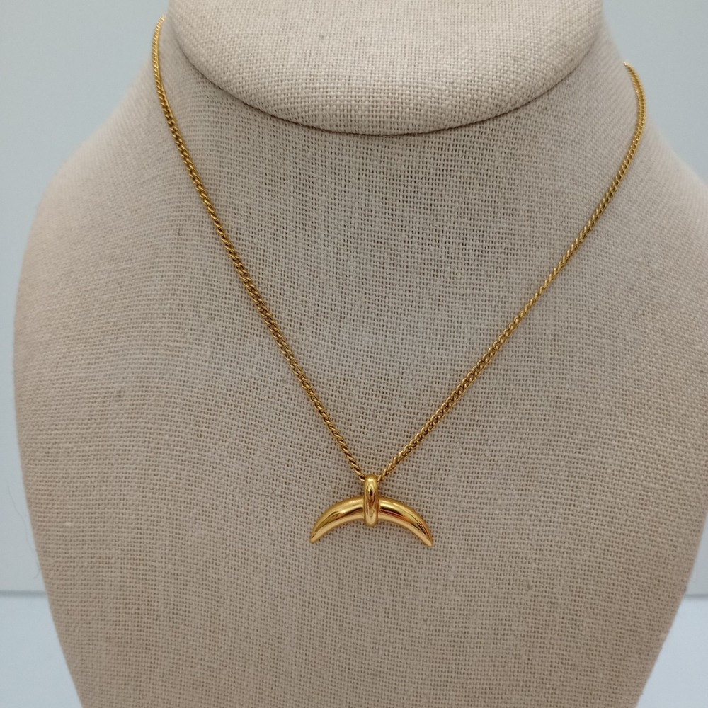 Monet Gold Tone Crescent Pendant Necklace